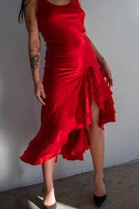 1990's Liquid Rouge Satin Dress