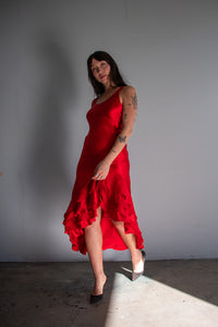1990's Liquid Rouge Satin Dress