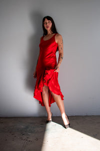 1990's Liquid Rouge Satin Dress