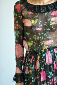 1930's Sheer Silk Floral Dress
