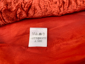 Crimson Faux Trim Fur Coat