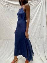 Load image into Gallery viewer, Navy Silk Chiffon Slip Dress