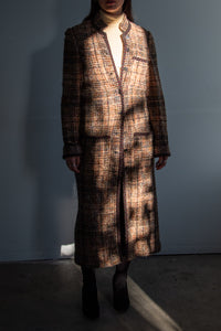 1980's Gingham Knitted Long Coat