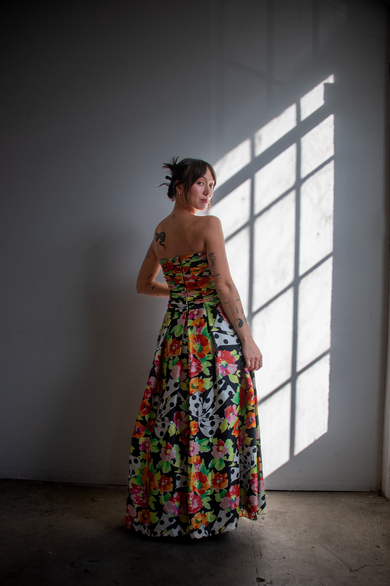 1990's Liancarlo Floral Ribbon Gown